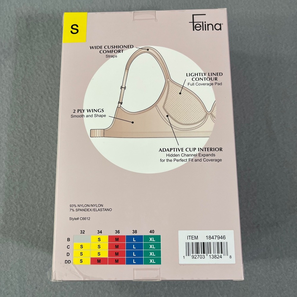 NEW Felina 2 Pack Adaptive Cup Wire Free Bra Light Support Smooth Seamless Sz S - Picture 2 of 5